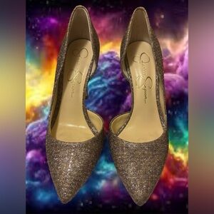 Gold glitter multicolor, Jessica Simpson high heels